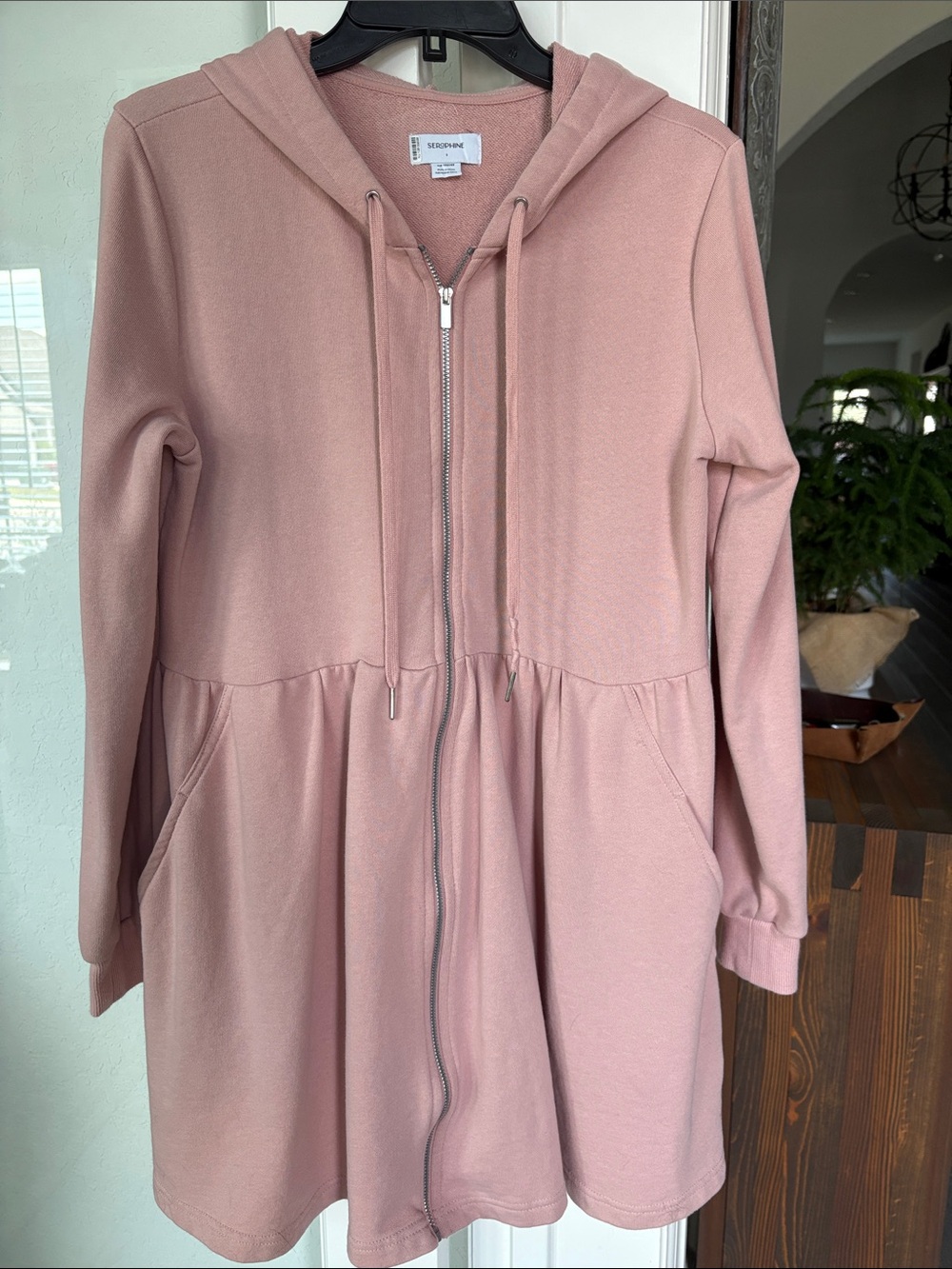 Seraphine Pink Zip Up Hoodie Sweatshirt Dress 3-1 for Maternity & Nursing Size S - Picture 4 of 9